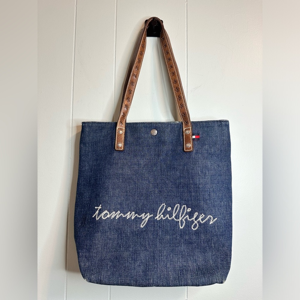 Tommy Hilfiger Red and Denim Tote